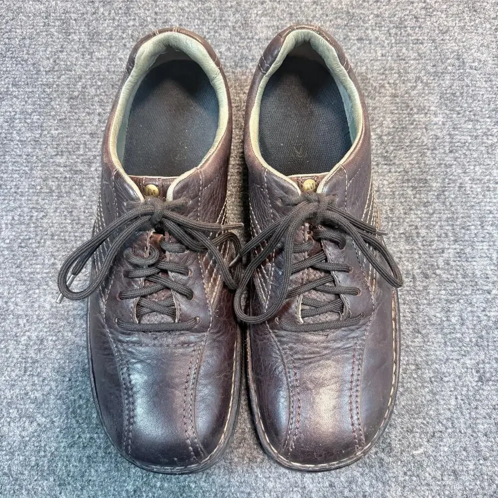 Merrell Mens World Compass Brown Leather Lace Up Casual Oxford Shoes Size 11.5